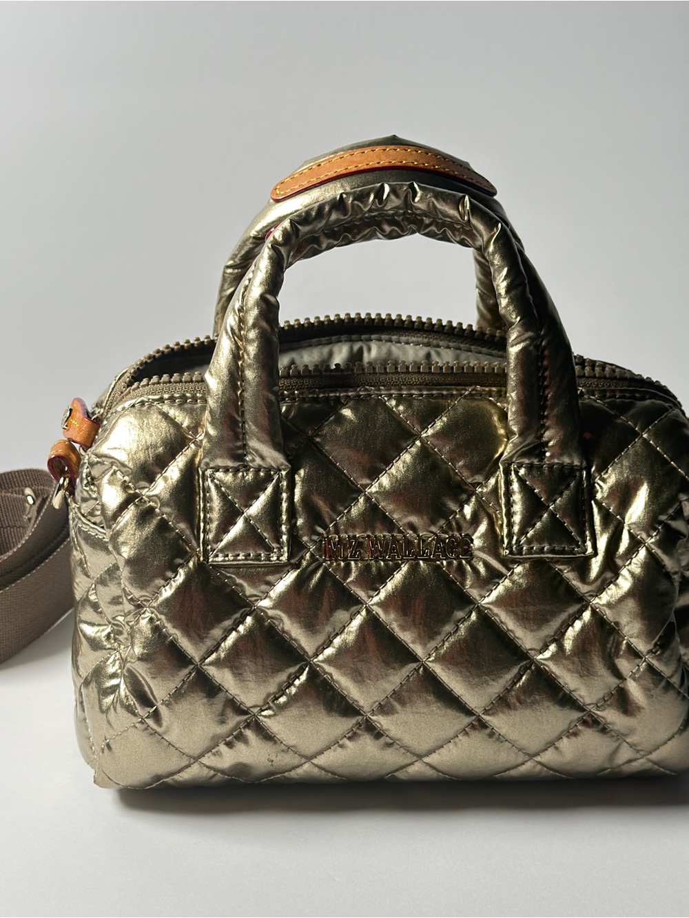 MZ Wallace Mini Metro Satchel-Antique Gold Metallic
